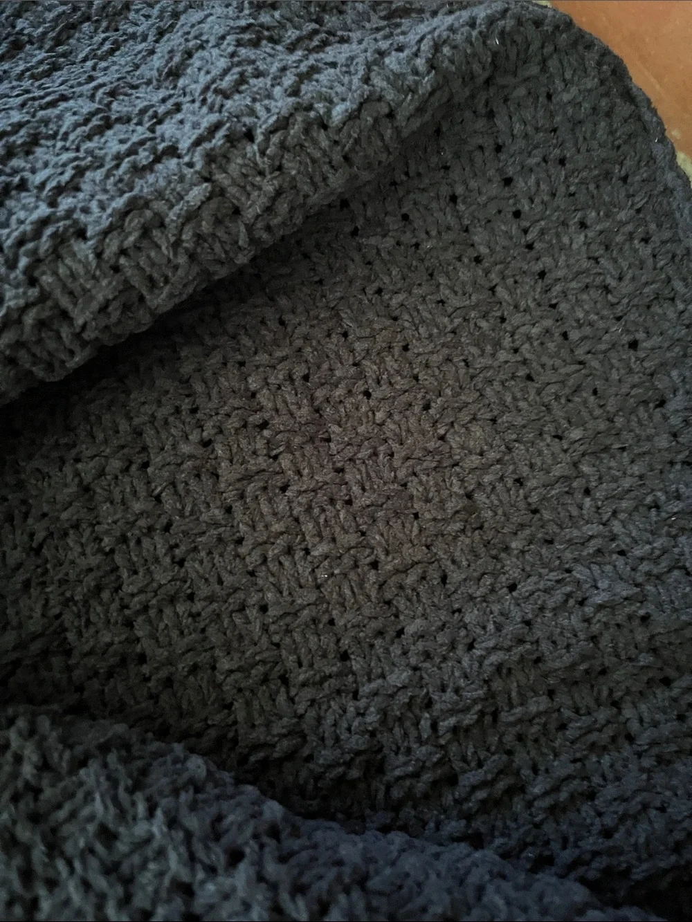 Martha Stewart Black Throw with White Crochet Ghost